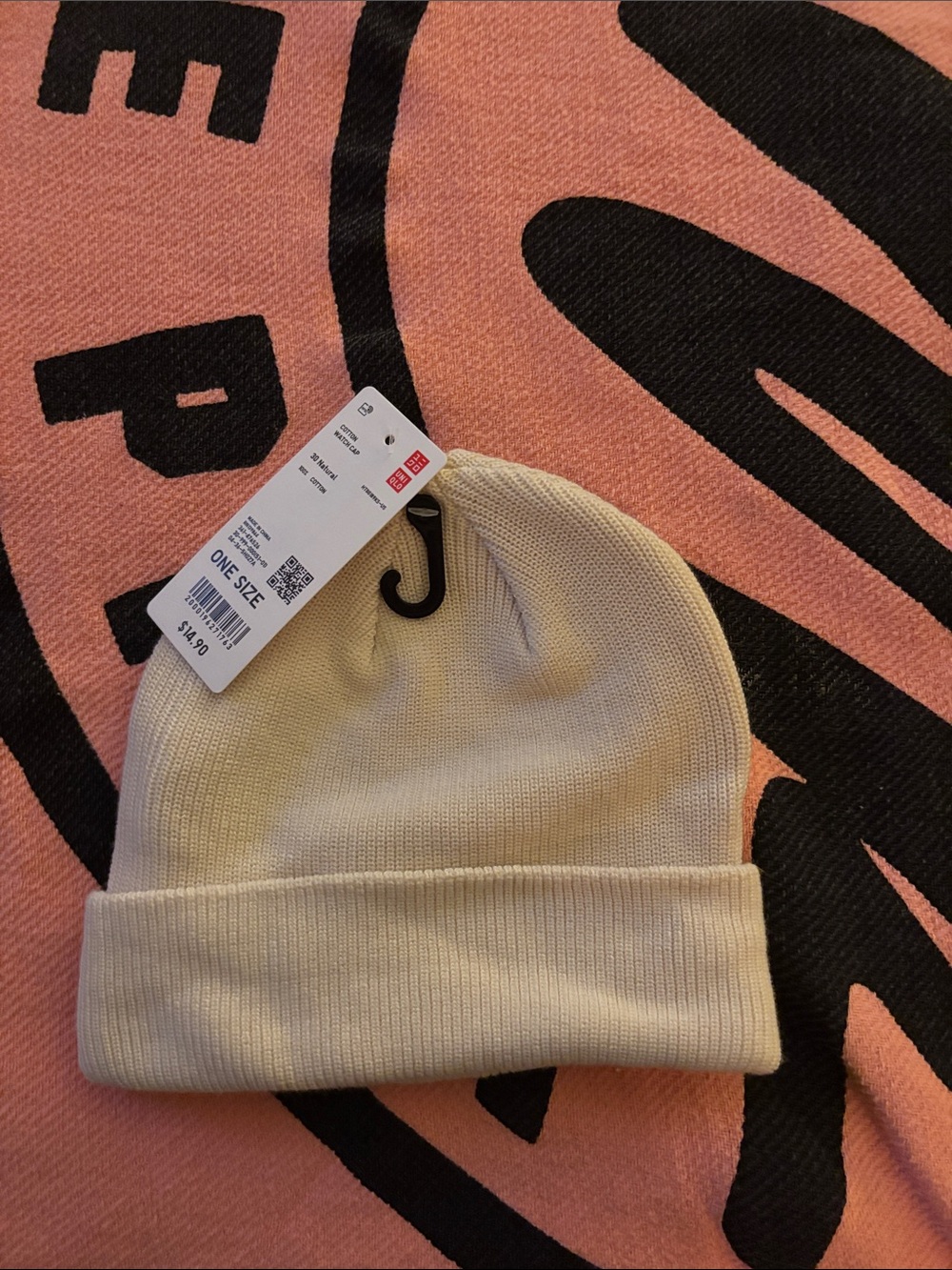 Uniqlo Cream Fold-Over Beanie Hat